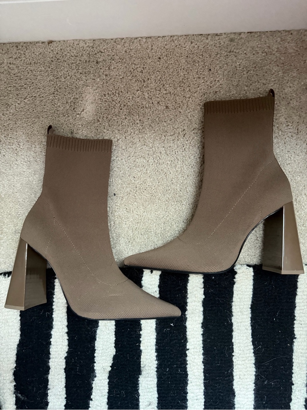 Zara Brown Sock Booties - Size 9